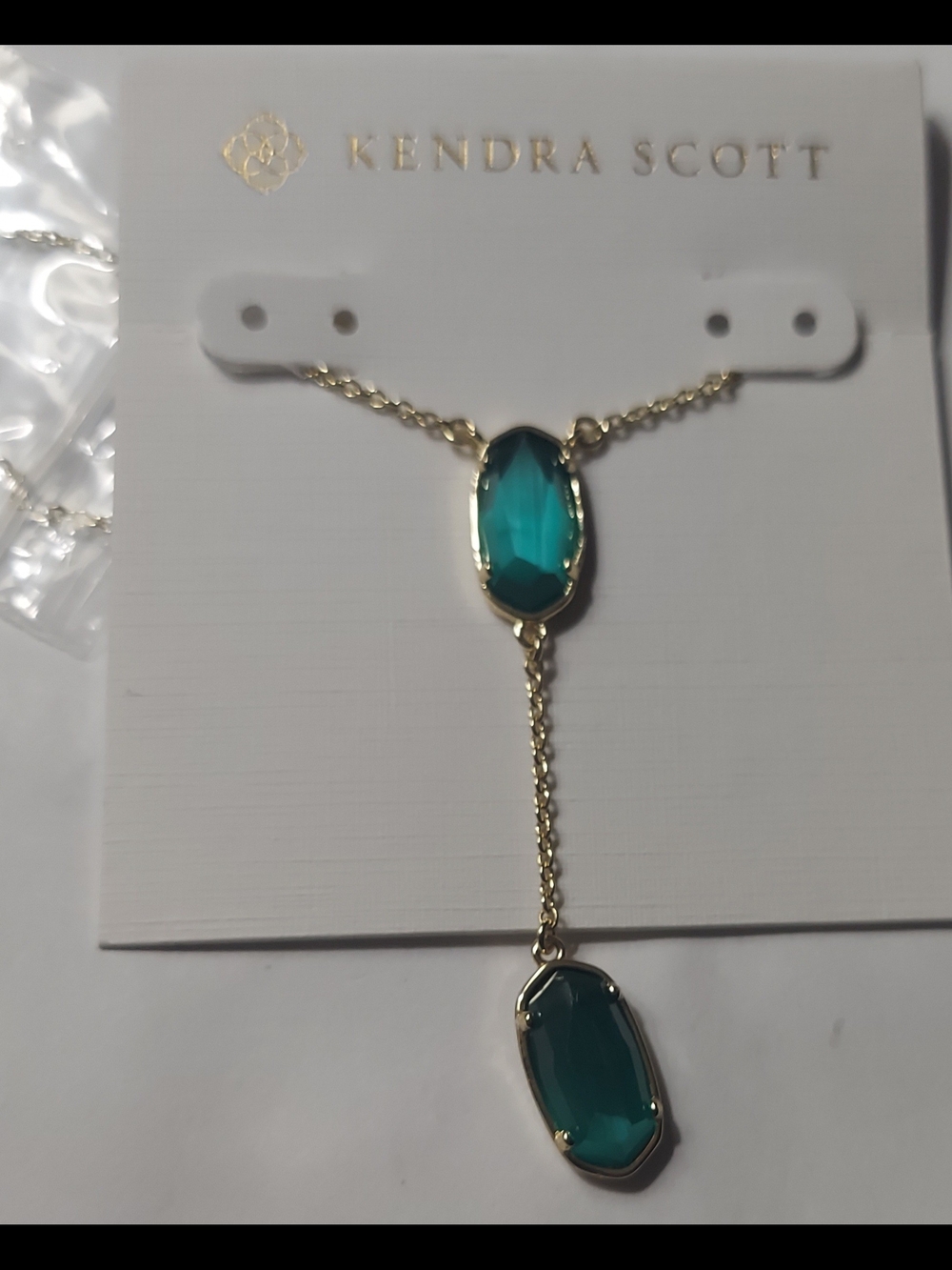Kendra Scott Gold Necklace with Teal Gemstone Drops